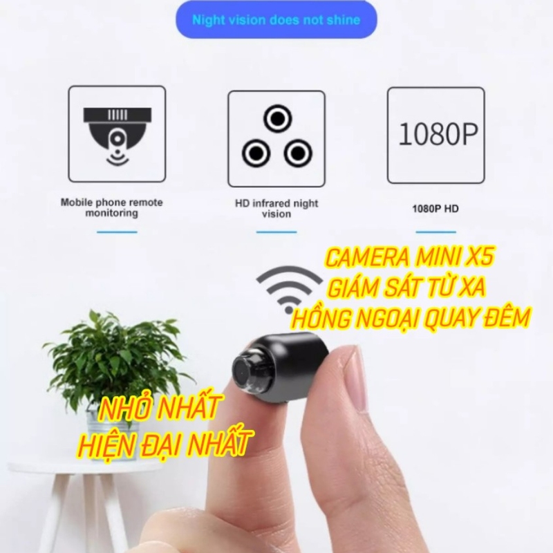 Camera mini siêu nhỏ X5 giám sát từ xa qua WiFI quay đêm